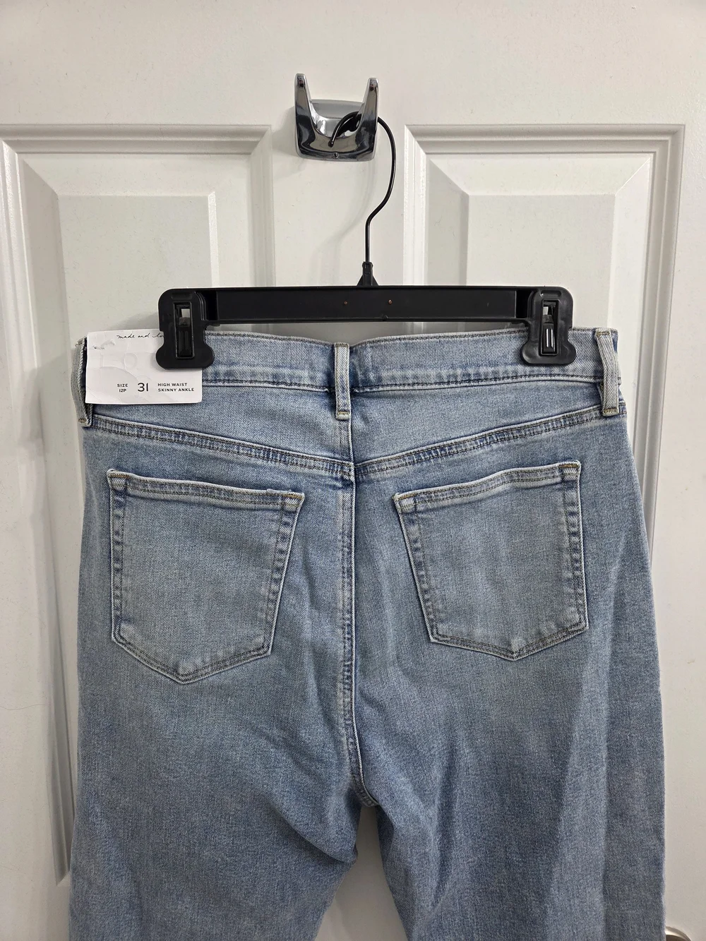 LOFT High Waist Skinny Ankle Light Wash Distressed Jeans